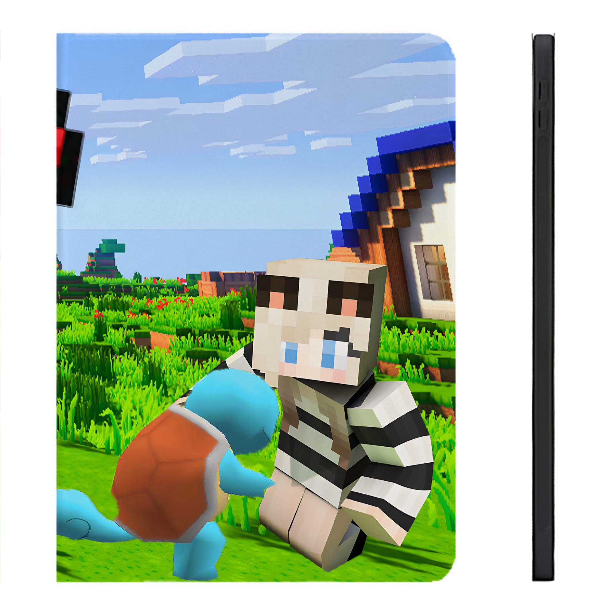 （画像用） マインクラフト ブロックの世界 Minecraft MC Block world IPadケース ペンホルダー付き ブックスタイルデザイン